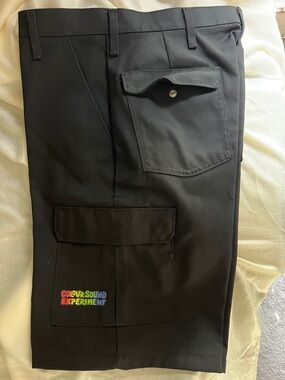 Men's Black Cargo Pants with Colorful Logo Pocket